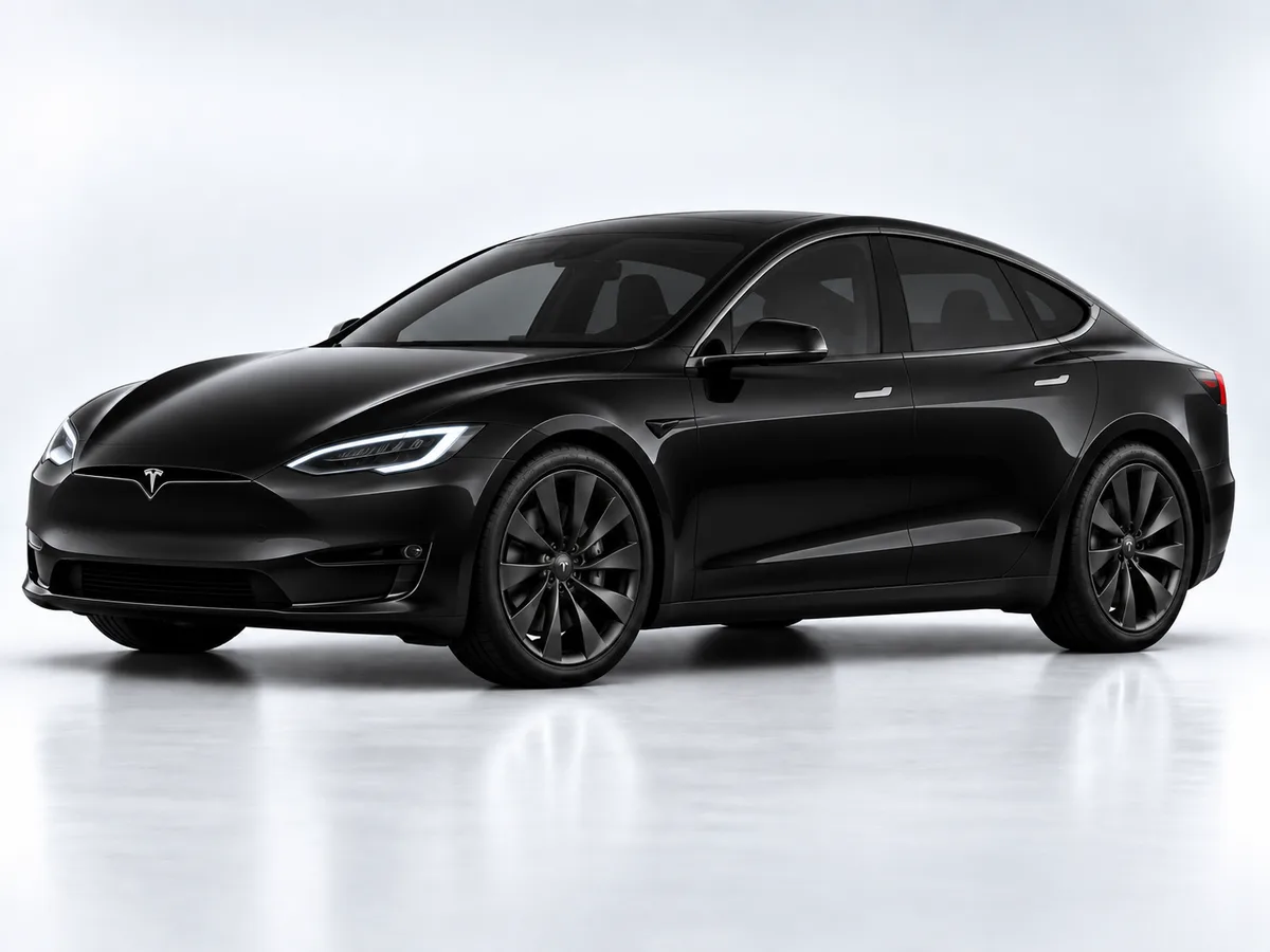 Black Tesla Model S, studio view